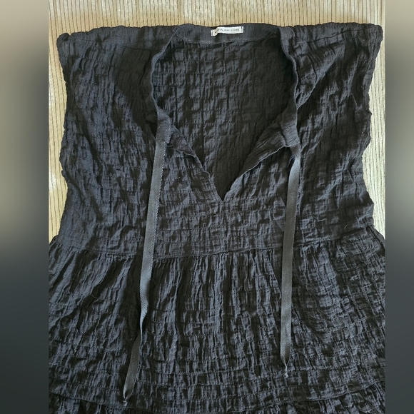 Robin Piccone Fiona Flouncy Tiered Black Cover Up Dress size L Tie Front - Picture 3 of 8